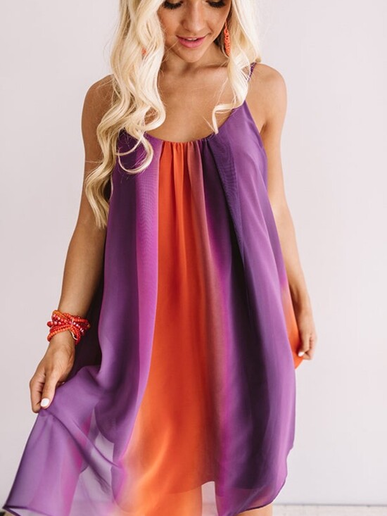Adrienne Dresses & Skirts - Adrienne Orange Sheer Spaghetti-Strap Dress